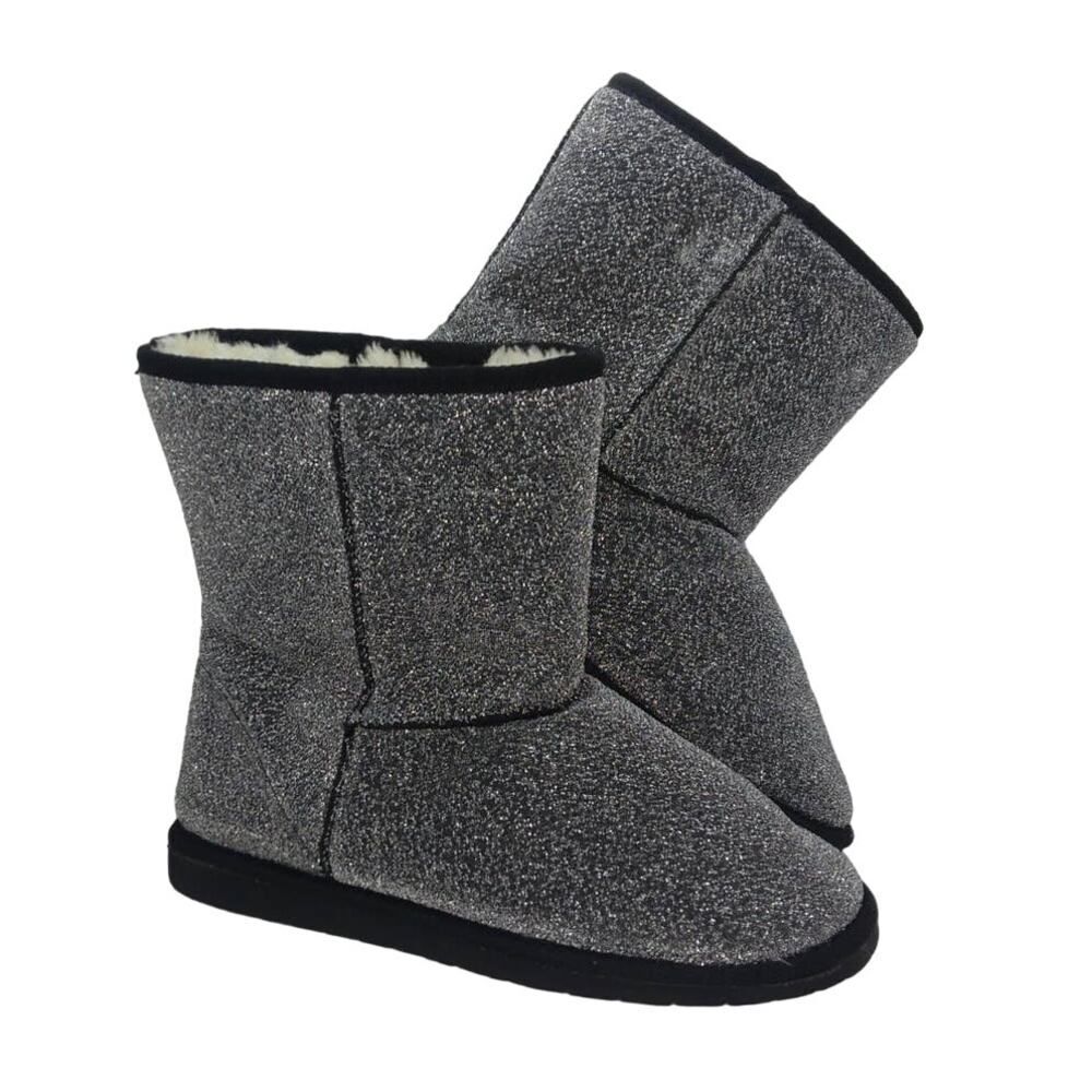DAWGS Dark Silver Glitter Womens Faux Fur Lined Boots - Size: 10